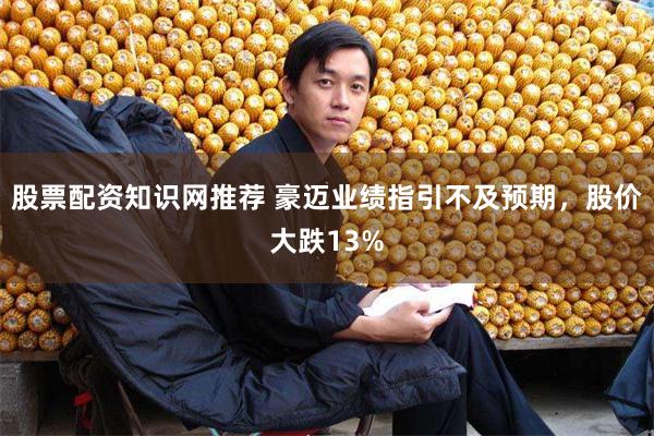 股票配资知识网推荐 豪迈业绩指引不及预期，股价大跌13%
