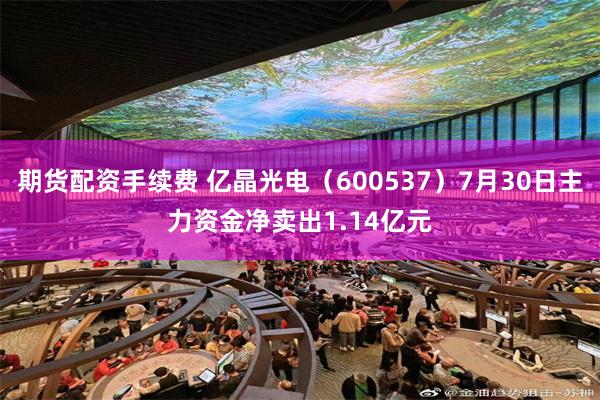 期货配资手续费 亿晶光电（600537）7月30日主力资金净卖出1.14亿元