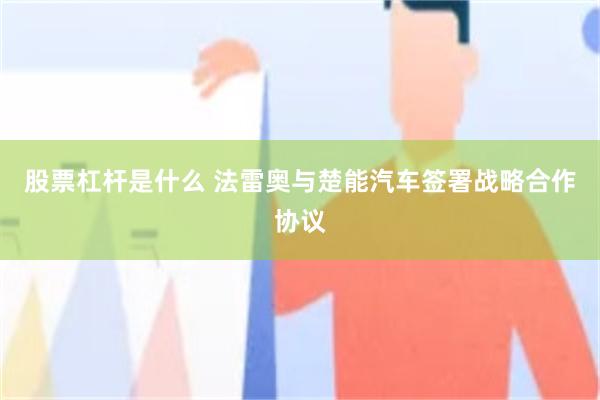股票杠杆是什么 法雷奥与楚能汽车签署战略合作协议