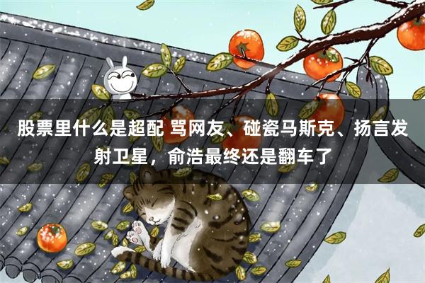 股票里什么是超配 骂网友、碰瓷马斯克、扬言发射卫星，俞浩最终还是翻车了