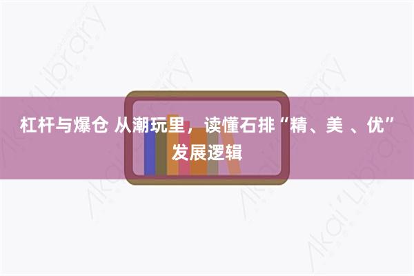 杠杆与爆仓 从潮玩里，读懂石排“精、美 、优”发展逻辑