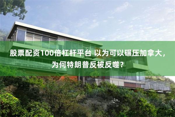 股票配资100倍杠杆平台 以为可以碾压加拿大，为何特朗普反被反噬？