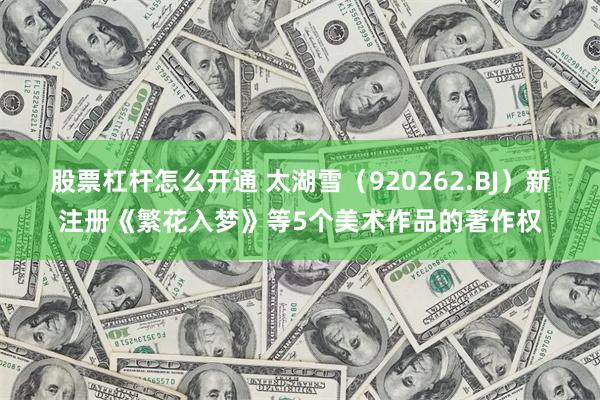 股票杠杆怎么开通 太湖雪(920262.BJ)新注册《繁花入梦》等5个美术作品的著作权